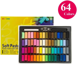 Mungyo Non Toxic Square Chalk Soft Pastel, Pack of 64, Assorted Colours (B441R078-7003A)