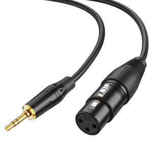 Cablecreation 3.5Mm (1/8 Inch) Stereo Male to XLR Female Cable, 6 Feet/Black