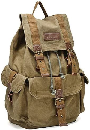 Gootium Canvas Backpack – Vintage Outdoor Rucksack Travel Day Pack