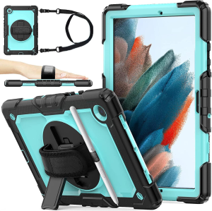 Herize Case Cover for Galaxy Tab A8 10.5 Inch 2022 with Pencil Holder&Screen Protector Tablet SM-X200 /SM-X205 Heavy Duty Rugged Protective Shockproof Case with Handle & Shoulder Strap for Kids