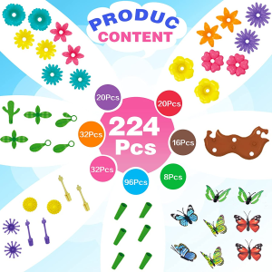 224 Pcs Flower Garden Building Toys, Kids Flower Building Toy Set for 3 to 8 Year Old Boy Girl, Creative Play Beautiful Garden Educational Stem Toddler Toys – Ideal Christmas & Birthday Gift