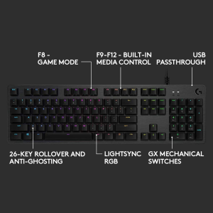 Logitech G G512 CARBON LIGHTSYNC RGB Mechanical Gaming Keyboard with GX Brown Switches