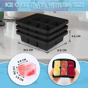 STARBRILLIANT Ice Cube Tray, Easy-Release Silicone Large Ice Moulds with Removeable Lids, Perfect for Chilled Drinks, Freezer, Baby Food, Whiskey and Cocktail