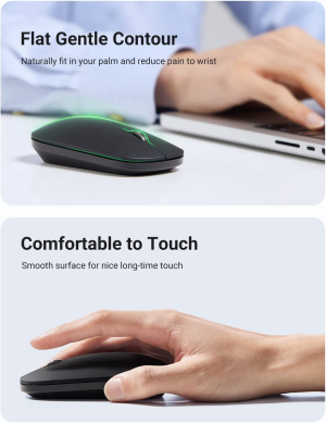 UGREEN Wireless Bluetooth Mouse USB 2.4G Silent Mice Cordless, 4000 DPI Tracking 18-Month Battery Life Bluetooth Slim Mouse Compatible with Macbook Pro/Air Ipad Laptop PC Computer Windows Linux MAC OS