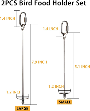 2PCS Premium Bird Food Holder, Bird Treat Skewer,Bird Skewers,Bird Feeders, Stainless Steel Parrot Fruit Vegetable Stick Holder, Bird Feeder Toy ,Foraging Toy, Bird Food Treat Skewer