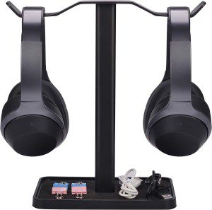 [Super Stable] Neetto HS908 Dual Headphones Stand for Desk, Aluminum Alloy & Metal Gaming Headsets Holder Hanger for Sennheiser, Sony, Audio-Technica, Bose, Beats, Akg, Display Mount