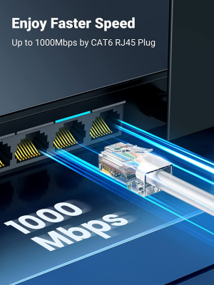 UGREEN Cat6 Connector Ends 50 Pack, Cat 6/Cat 5E Connectors Cat 6 RJ45 Modular Plugs Crystal Unshielded Ethernet Cable Crimp Ends 8P8C STP Gold Plated Network Plugs for Solid Wire and Standard Cable