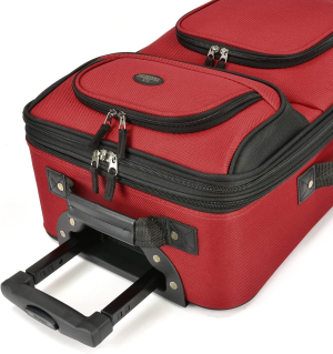 U.S. Traveler Rio Rugged Fabric Expandable Carry-On Luggage Set, Red, 2 Wheel, Rio Rugged Fabric Expandable Carry-On