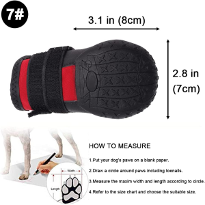 Dog Boots Waterproof Dog Shoes for Medium and Large Dogs, Dog Paw Protector with Adjustable Reflective Strips Rugged Anti-Slip Sole Black 4PCS