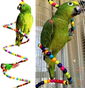 SHOPJING 10 Packs Bird Swing Chewing Toys- Parrot Hammock Bell Toys Parrot Cage Toy Bird Perch with Wood Beads Hanging for Small Parakeets, Cockatiels, Conures, Finches,Budgie,Parrots, Love Birds