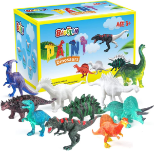 BAODLON Kids Arts Crafts Set Dinosaur Toy Painting Kit – 10 Dinosaur Figurines, Decorate Your Dinosaur, Create a Dino World Painting Toys Gifts for 5, 6, 7, 8 Year Old Boys Kids Girls Toddlers