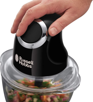 Russell Hobbs RHMFP5BLK, Desire Mini Chopper, Stainless Steel S Blade, One Touch Operation, 1L Dishwasher Safe Glass Bowl, Matte Black