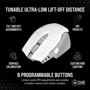 CORSAIR M65 RGB Ultra Wireless White, Tunable FPS Wireless Gaming Mouse (CH-9319511-AP2)