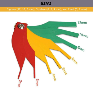 Combination Brake Lining Gauge Set 9, Brake Lining Thickness Gauge, Car Automotive Brake Pad Measuring Ruler Tool, Measure Disc and Drum Brake Pads Feeler Gauge, SAE & Metric