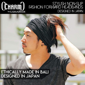 CHARM Mens Bandana Head Wrap – Womens Elastic Headband Japanese Long Hair Dreads Beige