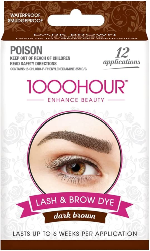 1000HOUR Eyelash and Brow Dye Kit, Brown/Black, 72 G