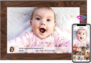 TEKXDD Digital Photo Frame Wifi, Wooden 10.1 Inch [Au Version] Smart Cloud Digital Picture Frame with IPS LCD Touch Screen Display, 16GB Storage, Share Photos Instantly via App from Anywhere