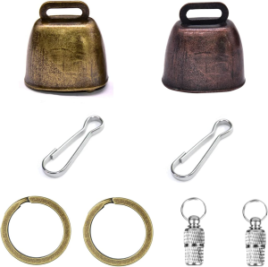 Yitaocity 2Pack Retro Brass Bell, Dog Cat Collar Bell Pet Bells, Cow Horse Sheep Grazing Copper Bells,Cattle Farm Animal Loud Bronze Bell,Pet Anti-Theft Bell with Pet Anti- Lost Tags Tubes