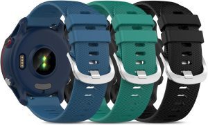 (3 Pack)T Tersely Band for Garmin Venu 2 Plus/Venu Sq/Venu/Vivomove 3/Vivoactive 3/Forerunner 245/245 Music/645/645 Music/Vivomove Trend, 20Mm Silicone Cross Grain Sport Watch Bands Quick Release Straps for Garmin