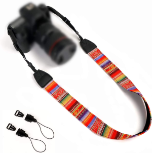 WANBY Camera Strap Canvas Rainbow Neck Shoulder Strap with Quick Release Buckles for DSLR SLR