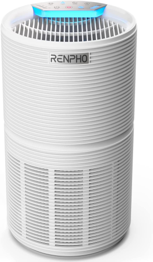 RENPHO Air Purifier for Home Large Room, True HEPA & Activated Carbon Filter, Quiet Air Cleaner, 3 Timers, Child Lock, Night Light, Filter Change Reminder, Removes Pet Dander Allergies Smoke Pollen