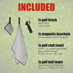 59Golf – Golf Club Cleaning Kit : Foaming Golf Club Cleaner Brush with Water/Soap Tank + Magnetic Keychain + Golf Club Towel + Golf Ball Towel (Towels Are Optional)