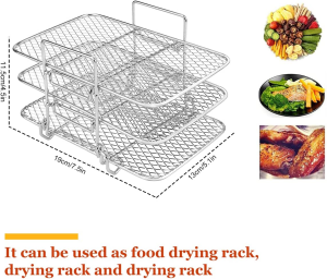 Air Fryer Rack for Ninja Air Fryer Multi-Layer Double Basket Air Fryer Accessories 304 Stainless Steel Grilling Rack Toast Rack Cooking Rack for Barbecue, Roasting Oven, Air Fryer(Small Tripod)