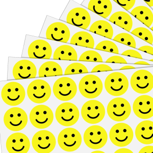 1″ Yellow Happy Smiley Face Stickers – 50 Sheets, Pack of 1200