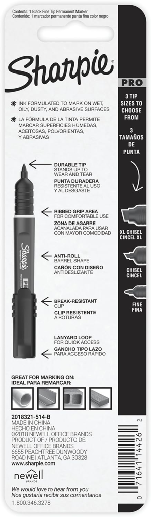 Sharpie PRO Permanent Marker, Fine Point, Black