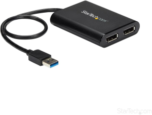 Startech.Com USB 3.0 to Dual Displayport Adapter 4K 60Hz, Displaylink Certified, Video Converter with External Graphics Card – Mac & PC (USB32DP24K60)