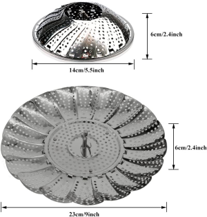 Valuehall Vegetable Steamer Basket Stainless Steel Steamer Basket Folding Vegetable Steamer Insert with Handle, Adjustable Expandable Petals Fit Various Size Pot (5″ to 9″) V7040-1