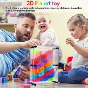 3D Pin Art Toy, Large Size 6” X 8”Unique 3D Pin Art Board for Kids & Adults (Rainbow, Plastic)