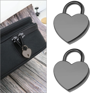 2PCS Heart Shaped Padlocks with 2PCS Keys Cute Mini Metal Locks for Diary Book Jewelry Box Storage Unit Drawer Cabinet Gun Black