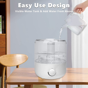 Humidifier for Large Room, 3L Air Humidifier for Bedroom, Aroma Diffuser, Essential Oil Function, Ultrasonic Cool Mist, Lower Noise, Adjustable 360° Knob, Auto Shut-Off, Humidifiers for Any Rooms.