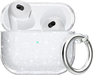 Aircawin for Airpods 3 Case Clear Glitter,Sparkle Bling Clear Case for Airpods 3Rd Generation Case Cover 2021,Full Protective Shockproof Soft TPU Case for Airpod 3 Charging Case with Carabiner-Glitter