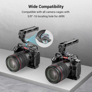 Smallrig Top Handle with 3/8″-16 Locating Holes for ARRI, Grip for Camera Cage, Universal Video Rig with 5 Cold Shoe Adapters to Mount DSLR Camera with Microphone/ LED Light/ Monitor/ Magic Arm, Lightweight Only 124G (Lite) – 3765