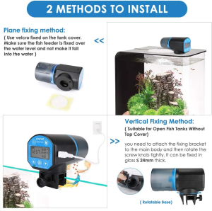 Slowton Aquarium Automatic Feeder, Auto Fish Food Dispenser Electronic Timer Feeder for Fish Tank with LCD Display Accurate Daily Feeding Suitable for Aquarium, Fish Tank and Turtle Tank (Sky Blue)