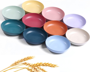 WANBY Lightweight Wheat Straw Cereal Plates Unbreakable Dinner Dishes Plates Set Dishwasher & Microwave Safe (Plates 10 Pack 5.6′)