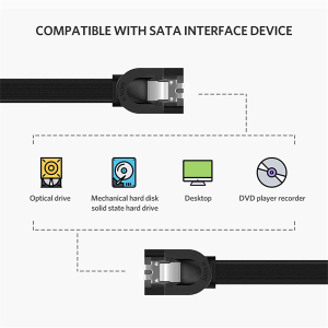 UGREEN SATA Cable III 3 Pack 6Gbps Straight SATA 3 Data Cables 7 Pin Flat SATA Cords Male to Male 45Cm with Locking Latch 18 Inch for Serial ATA SSD, Hard Drive, HDD, CD Driver, CD Writer, Black