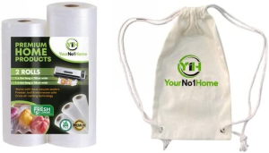 2 Pack Vacuum Rolls + Storage Bag. Yourno1Home Vacuum Sealer Rolls, Use for Meal Prep, Sous Vide, Food Saver, Seal a Meal, Weston. BPA Free Vacuum Seal Bags, Commercial Grade Food Storage Sealer Rolls, Ideal for Portion Control & Food Storage. Starter Pack with Free Storage Bag.