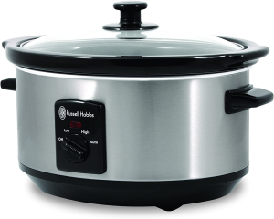 Russell Hobbs 3.5L Slow Cooker, 4443BSS, 3 Heat Settings (Low, High and Auto), Dishwasher Safe Ceramic Pot, Cooks 4 Servings, Serve Straight to Table – Silver