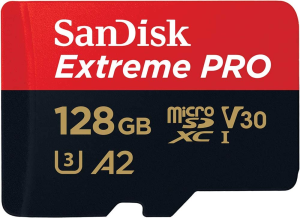 Sandisk 128GB Extreme PRO Microsdxc Card + SD Adapter + Rescuepro Deluxe, up to 200Mb/S, with A2 App Performance, UHS-I, Class 10, U3, V30