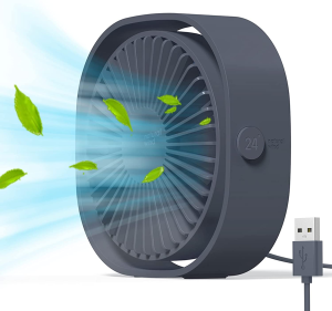 Simpeak Mini Usb Desk Fan Cooling Quiet Portable Blue USB Powered ONLY (No Battery), 3 Speed Setting 360° Adjustable Swivel for Home and Travel