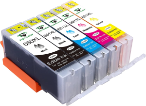 Supricolor Compatible Edible 650Xl 651Xl Ink Cartridges Replacement for Canon PIXMA MG5460 MG5560 MG7260 IP7260 IP8760 IX6860 MX726 MX926 Printer(5-Pack)