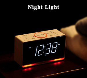 Alarm Clock Radio, 1.4″ White LED Display Clock with Bluetooth, FM Radio, Dual Alarm, Sleep Timer, Snooze, Auto & Manual Dimmer, USB Charger and Night Light Itoma CKS718