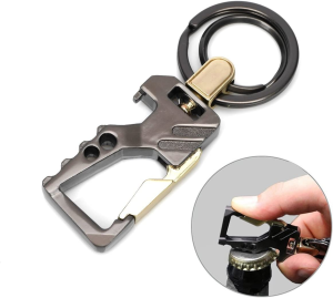 Key Chain Bottle Opener – Heavy Duty Car Keychain Organizer with 2 Size Extra Key Rings, Metal Zinc Alloy, Business Men and Women