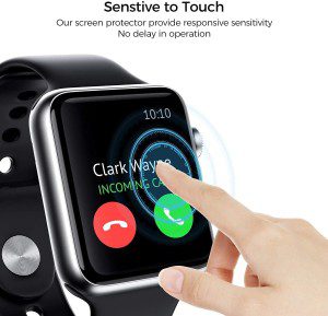 T Tersely[2 Pack][Pet + PMMA ] Screen Protector for Apple Watch 4/5/6/SE-40MM, Scratch Resistant Premium High Sensitive Full Coverage Soft Screen Protector Film for Apple Watch Iwatch Series 4/5/6/SE 40Mm- Black