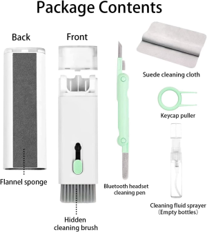 7 in 1 Electronic Cleaner Kit – Keyboard Cleaner, Keyboard Cleaning Kit, Laptop Cleaner with Brush, Electronic Cleaner for Airpods Pro/Laptop/Phone/Computer/Screen (Give Away a Flannel Cloth) Green