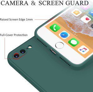 T Tersely [2 Pack] Liquid Silicone Case for Apple Iphone 7 Plus/Iphone 8 Plus, Suitable for Magsafe Wireless Charger Shockproof & Scratch Soft Rubber Skin Case Cover (Black+Midnight Green)