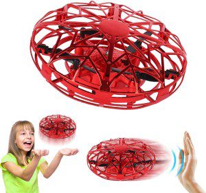 Zeroplusone® Hand Operated Drones for Kids or Adults – Air Magic Scoot Hands Free Mini Drone Helicopter, Easy Indoor UFO Flying Ball Drone Toys for Boys or Girls (RED)